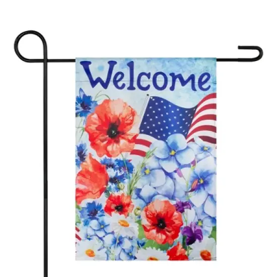 Northlight Welcome Patriotic Americana Outdoor Floral Garden Flag 18" x 12.5" image {1}