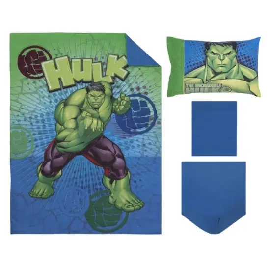 Marvel The Incredible Hulk Green, and Blue 4 Piece Toddler Bed Set image {7}