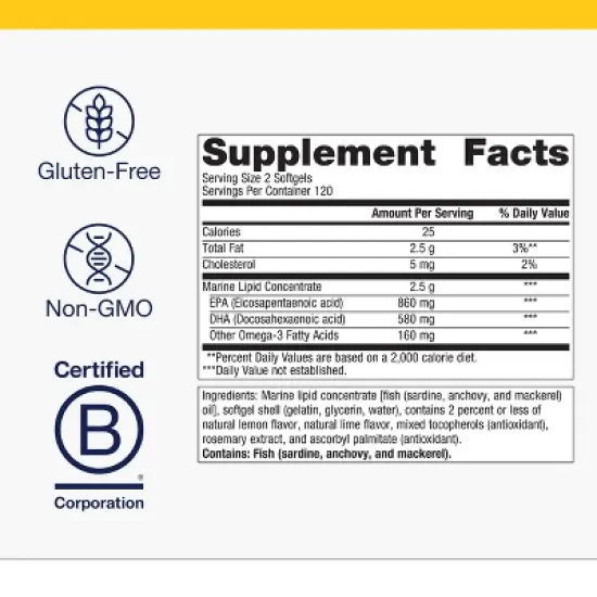 Metagenics OmegaGenics Fish Oil 720, Omega-3 EPA & DHA, Heart, Musculoskeletal & Immune Health Support, 240 Softgels image {1}