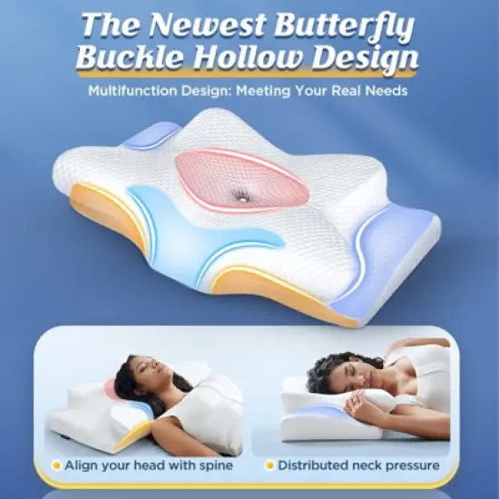 Emircey Painless Sleeping Cervical Neck Pillow for Pain Relief, Adjustable Memory Foam Pillows for Side Back Stomach Sleeper, image {1}