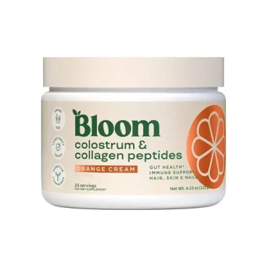 BLOOM NUTRITION Colostrum & Collagen Peptides Powder - Orange Cream - 4.23oz/25 Servings image {6}