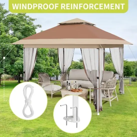 GustoWave Waterproof 12x12FT Pop-Up Gazebo for Patio Garden Backyard image {4}