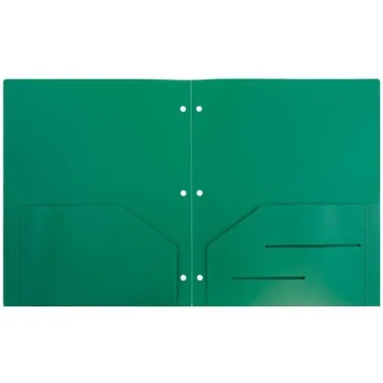 JAM 6pk Heavy Duty 3 Hole Punch 2 Pocket School Presentation Paper Folder Green image {1}