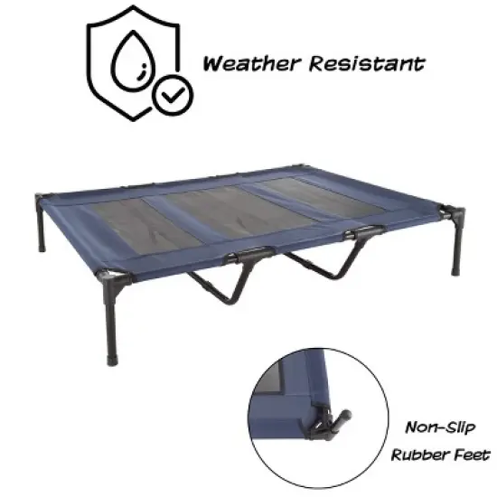 Elevated Dog Bed - 48x35.5-Inch Portable Pet Bed with Non-Slip Feet - Indoor/Outdoor Dog Cot or Puppy Bed for Pets up to 110lbs by PETMAKER (Blue) image {2}