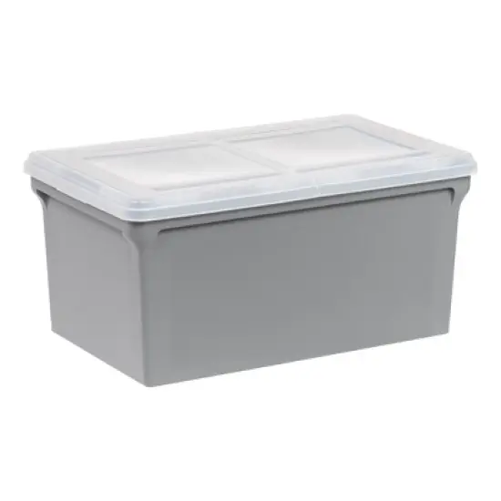 IRIS 22''x13''x10'' 4pc Split Lid Plastic Storage Bins File Boxes Gray image {1}