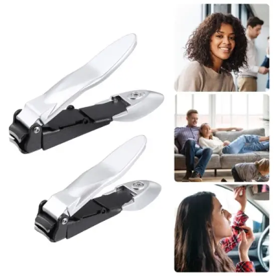 Unique Bargains Stainless Steel Nail Clippers Portable Nail Clipper Set for Nail Care 2 Pcs image {1}