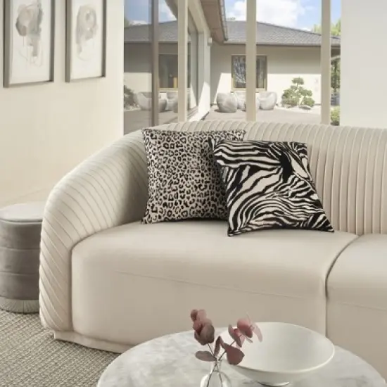 Mina Victory Sofia Jaquard Zebra Velvet 18" x 18" Black Indoor Throw Pillow image {5}