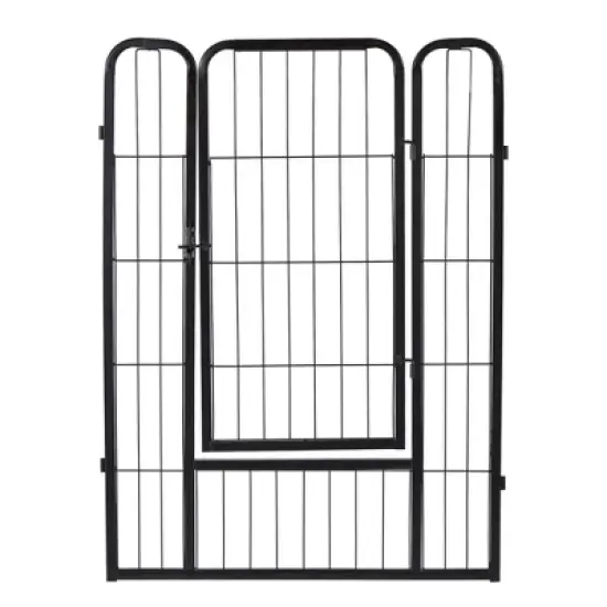 JOMEED Indoor and Outdoor Metal 8-Panel, 32" High Collapsible Dog Pet Playpen Kennel with Integrated Lockable Entry and Exit Door, Black image {4}
