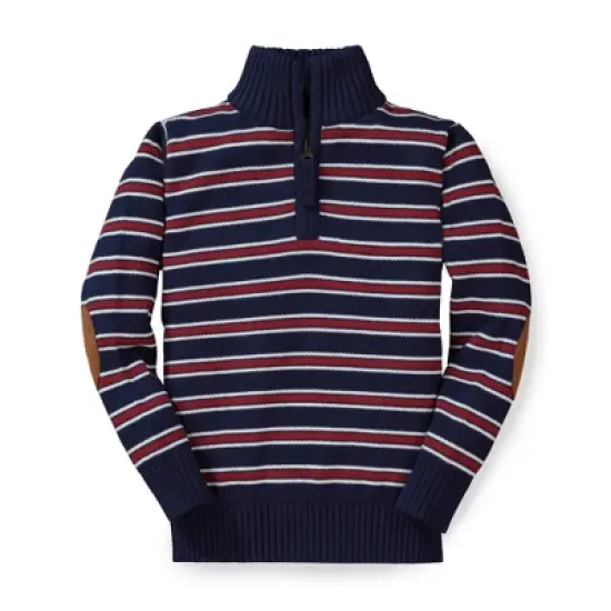 Hope & Henry Boys' Half Zip Pullover Sweater with Elbow Patches, Infant image {4}