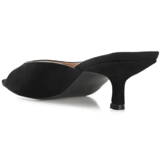 Journee Collection Womens Larna Slip On Kitten Heel Open Toe Pumps image {6}