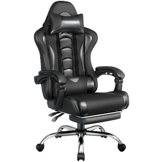 Yaheetech Adjustable Gaming Chair with Footrest and Lumbar Support image {7}