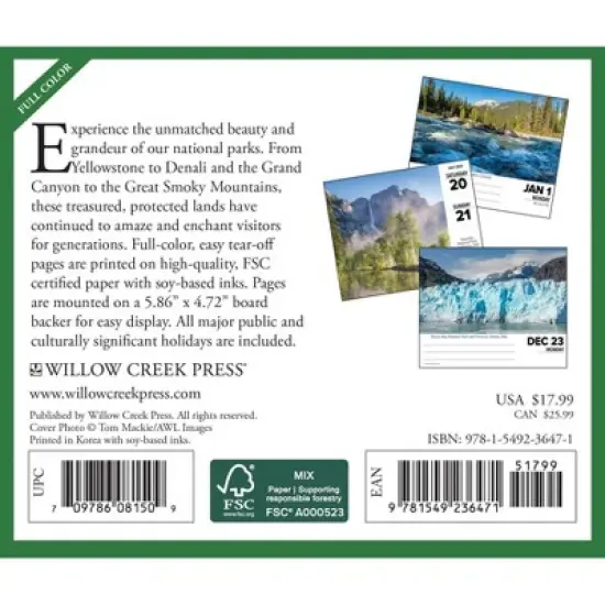 Willow Creek Press 2024 Daily Desk Calendar 5.2"x6.2" National Parks image {1}