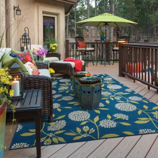 Cozumel Floral Patio Rug Blue/Green image {5}