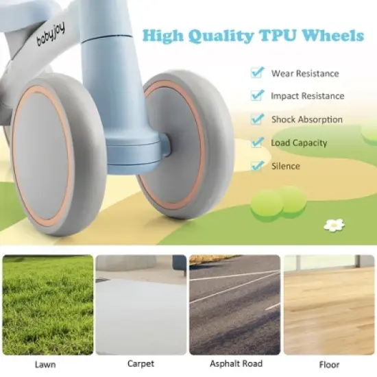 Babyjoy Baby Balance Bikes w/4 Wheels for 12-36 Months Toddler Mini Bike Pink\Blue\Grey image {7}