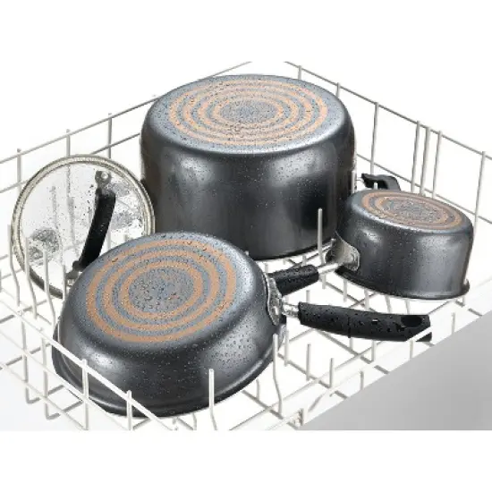 T-fal 12pc Signature Titanium Nonstick Cookware Set Dark Gray: Safe Nonstick, Tempered Glass Lids, Oven-Safe, Ergonomic Handles image {9}