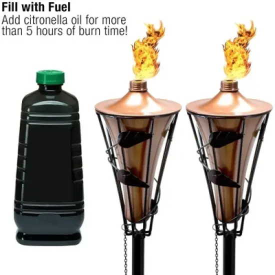 Sorbus 4 Pack Outdoor Metal Patio Torches &ndash; Includes Fiberglass Wick and Snuffer Cap image {6}