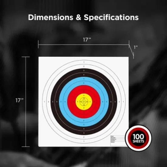 Morrell FITA Compound Bullseye Paper Shooting Targets, 17 x 17-Inch Sheets, for Indoor or Outdoor Ranges, Made with Wood-Free Printed Paper, 100 Count image {3}