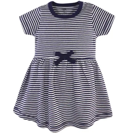 Touched by Nature Baby and Toddler Girl Organic Cotton Short-Sleeve Dresses 2pk, Navy Floral image {1}