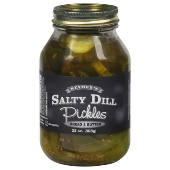 Stamey Pickles Salty Dill Pickles Bread and Butter - Case of 6/32 oz image {1}