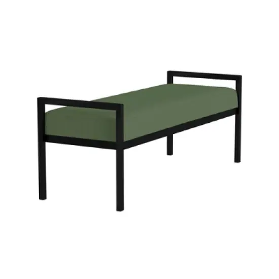 Modern Metal Bench Loden Green Velvet - HomePop image {2}
