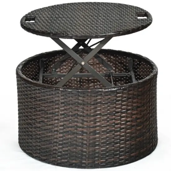 Tangkula Outdoor Patio Rattan Daybed Wicker Adjustable Cushioned Sofas image {5}