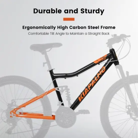 Aukfa 26-Inch Unisex Mountain Bike with Steel Frame, Dual Suspension, and 21-Speed Gear System &mdash;Shock Absorbing Fork image {2}