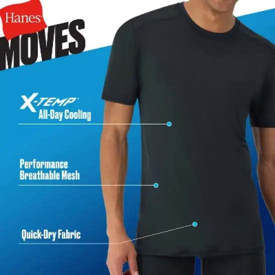 Hanes Premium Men's 2pk Move Breathable Mesh Crewneck T-Shirt X-Temp - Black image {6}