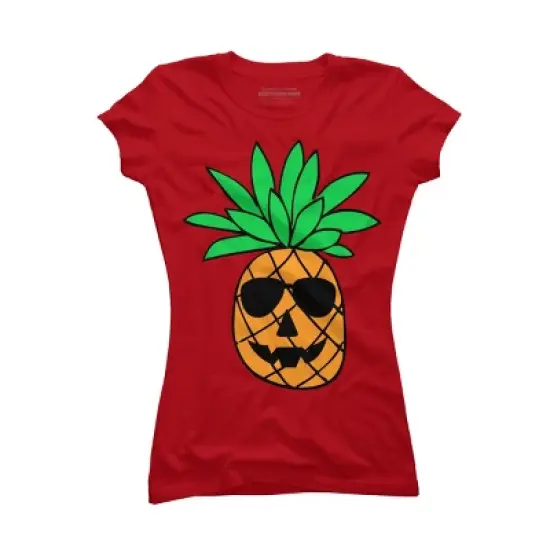 Junior's Design By Humans HALLOWEEN PINEAPPLE PUMPKIN THEMED By Ujangkasep T-Shirt image {5}