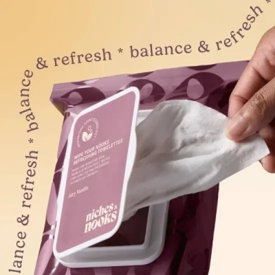 Niches & Nooks Intimate pH Balanced Refreshing Flushable Feminine Wipes - Airy Vanilla - 45ct image {2}