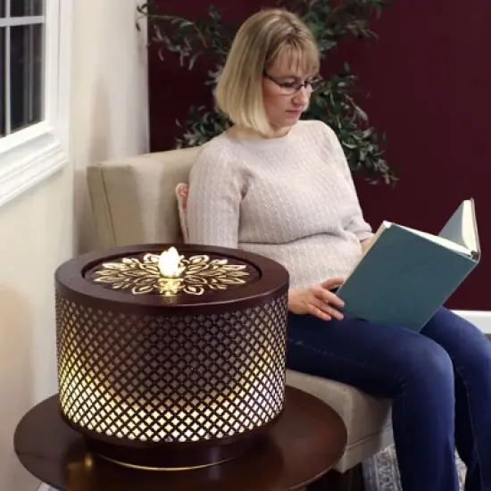 Sunnydaze Repeating Diamond Cylinder Iron Water Fountain with LED Lights - 11.75" image {6}