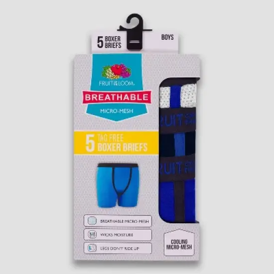 Fruit of the Loom Boys' 5pk Printed Breathable Micro Mesh Boxer Briefs - Colors May Vary image {1}