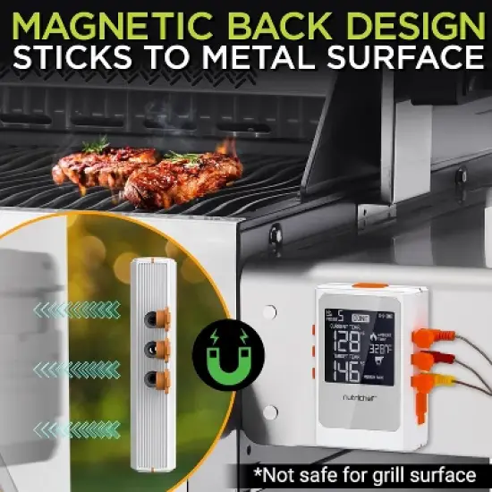 NutriChef NCWIRBBQ007 WiFi Smart BBQ Grill Thermometer with Digital Display image {7}