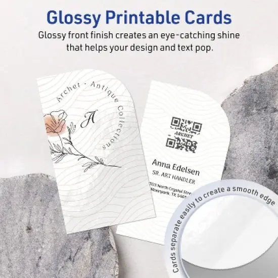 Avery Rectangle Business Cards, 2" x 3-1/2", Glossy White, 80 Total image {2}