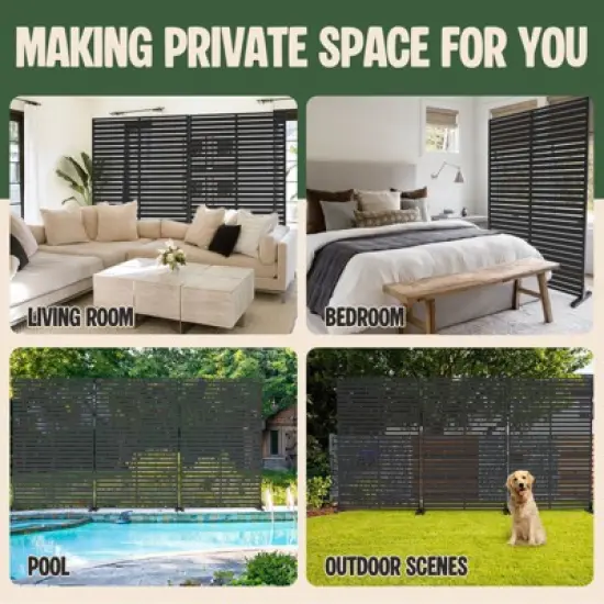 SEVOBAL Patio Decorative Screens 6 Piece Patio Privacy Paged Patio Decorative Screens Patio Screen Decorative for Yard, Black, 45.47"*15.75"*72.05" image {3}