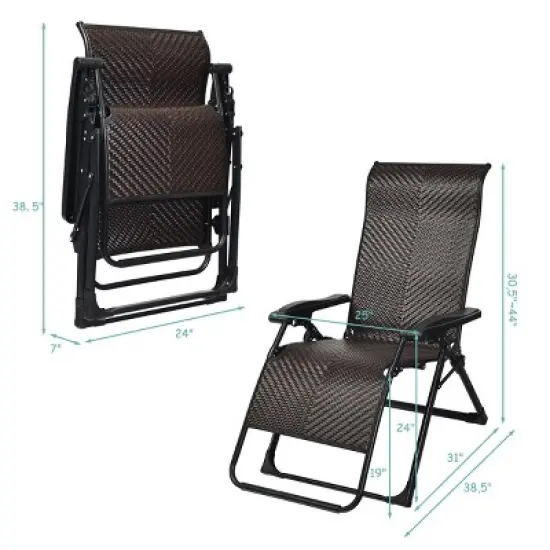 Tangkula Patio Rattan Wicker Recliner Chair Zero Gravity Folding Chaise Lounger image {8}