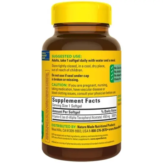 Nature Made Vitamin E 1000 IU (450 mg) dl-Alpha Softgels image {1}