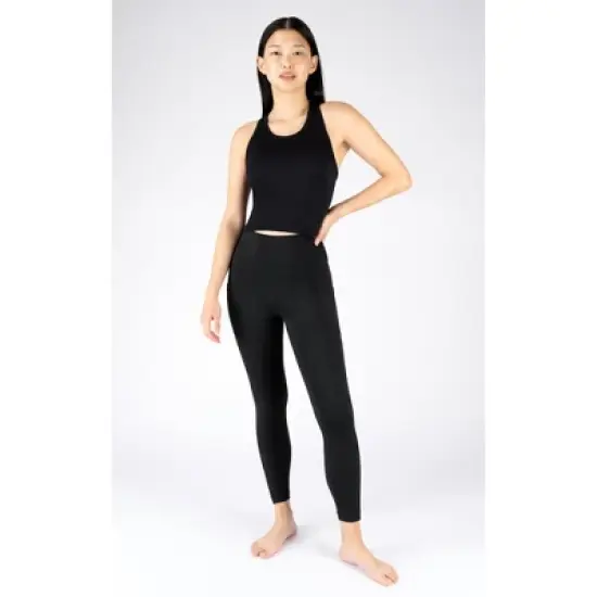 90 Degree By Reflex - Women's Ribbed Cropped Tank Top with Padded Inside Bra image {4}