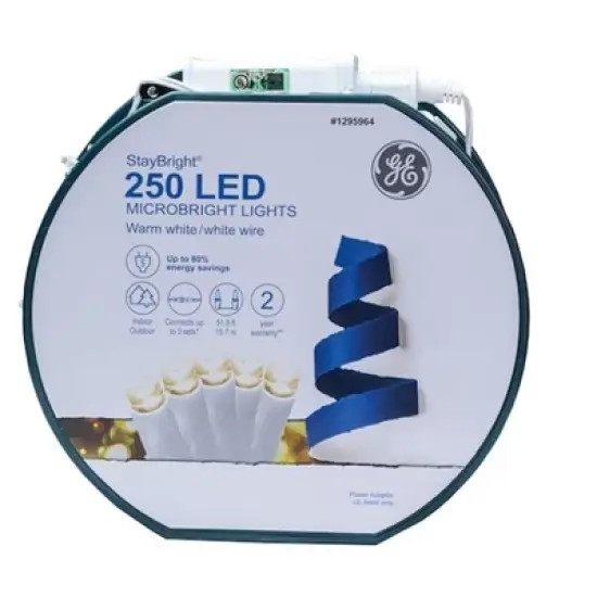 GE StayBright 250-Count Warm White LED String Lights on White Wire 51.8-ft image {4}
