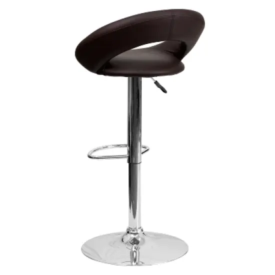 Flash Furniture Contemporary Vinyl Rounded Orbit-Style Back Adjustable Height Barstool with Chrome Base image {2}