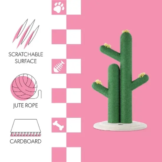 Socorro Modern Jute Double-Cactus Cat Scratching Post with Flower Toys image {4}