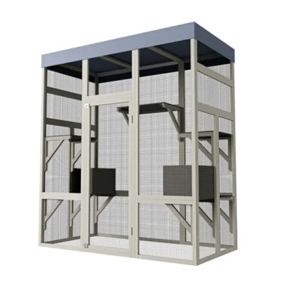 Gulches Large Wooden Outdoor Catio for Cats with Waterproof Roof and Two Houses image {11}