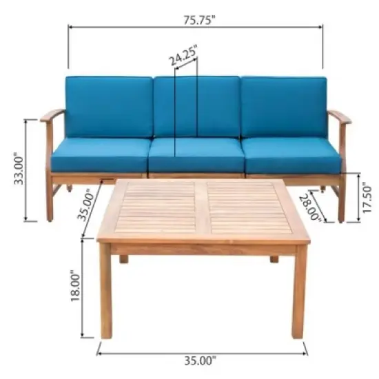 INFURNIC Patio Seating Sets Modern Outdoor Furniture Set Featuring Unique Design,Perfect for Gardens, Living Spaces, Blue, 75.75"*28.25"*33" image {3}