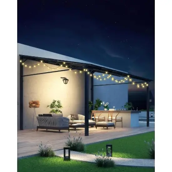 GustoWave 10 x 14 FT Lean to Wall Mounted Gazebo Pergola for Patio, Decks, Backyard image {3}