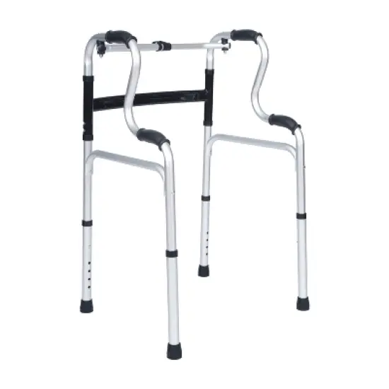 Flash Furniture Lightweight Adjustable Height Bi-Level Folding Walker w/ Dual Frame Types in Gry image {11}