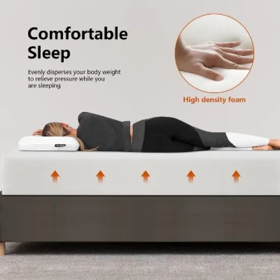 FDW Mattress 12 Inch Gel Memory Foam Mattress with Breathable & Washable Soft Fabric Zippered Cover,CertiPUR-US Certified,White image {2}