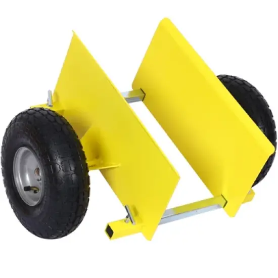 Flat trolley,metal flat trolley with pneumatic wheels,600lb capacity,yellow,for heavy equipment and material handling of drywall panels image {1}