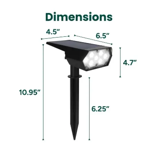 Techko Maid 2pk Outdoor Solar Spotlight with Wall Mount and Ground Stake Matte Black image {7}