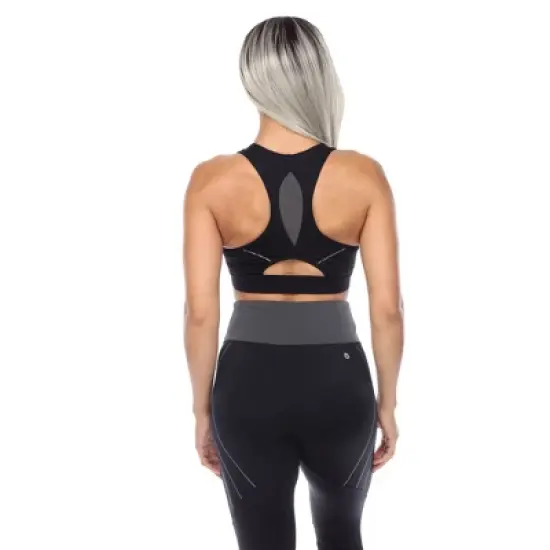 Women's Cut Out Back Mesh Sports Bra - White Mark image {2}