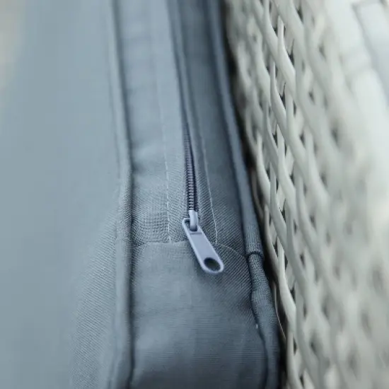 6pc Outdoor Set with Sectional & Glass Table - Gray - WELLFOR image {8}