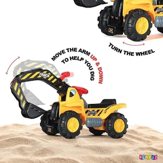 Toy Tractors for Kids &ndash; Ride On Excavator Includes Helmet with Rocks - Ride on Tractor Pretend Play - Toddler Tractor Construction Truck -Play22usa image {5}